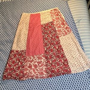 Liz Claiborne Red and Cream Patchwork A-Line Skirt Sz 14